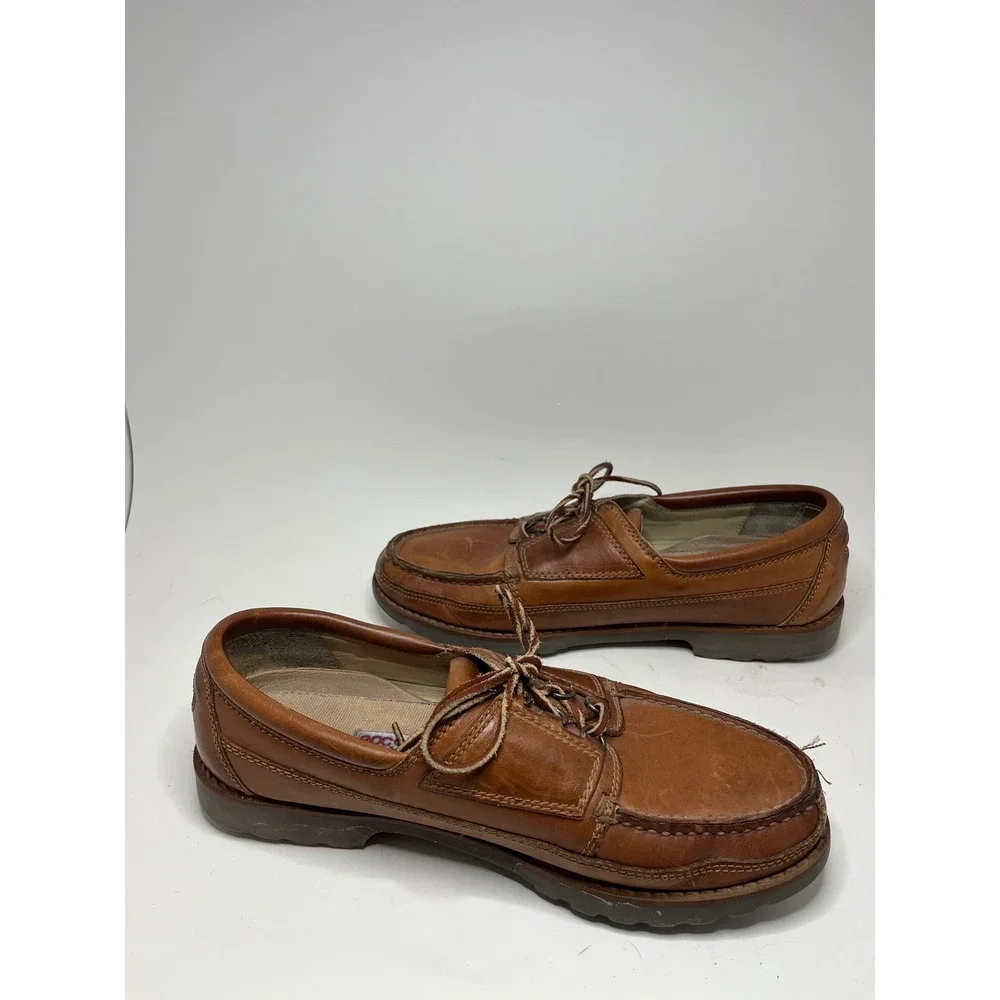 Rockport Mens Boat Shoes 10.5 M Brown Leather RocSports Vibram Nautical Loafers